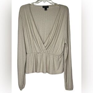 Streetwear Society Low V-Neck Soft Oatmeal Long Sleeve Womens XL